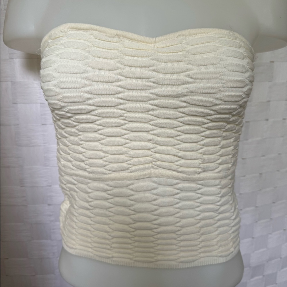 NWT Ruche puckered white sleeveless tube top camisole size L large forever 21